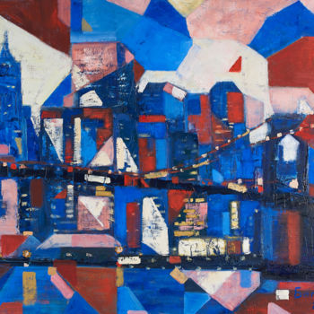 Painting titled "New York City" by Begisheva, Original Artwork, Oil