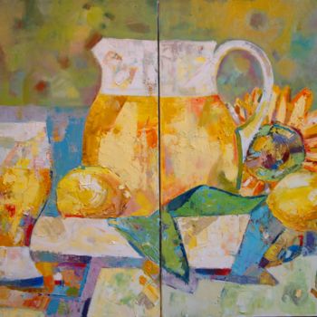 Картина под названием "утренний диптих" - Begisheva, Подлинное произведение искусства, Масло
