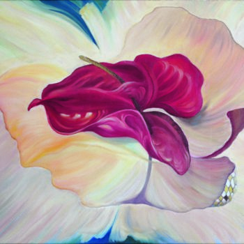 Картина под названием "Fantastic Anthurium" - Natalie Demina, Подлинное произведение искусства, Масло Установлен на Деревянн…