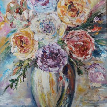 Ζωγραφική με τίτλο "Magic roseses" από Natalie Demina, Αυθεντικά έργα τέχνης, Λάδι Τοποθετήθηκε στο Χαρτόνι