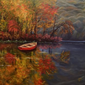 Pintura titulada "Berth in autumn" por Natalie Demina, Obra de arte original, Oleo Montado en Bastidor de camilla de madera