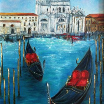 Painting titled "MY VENICE" by Natalie Demina, Original Artwork, Oil Mounted on Wood Stretcher frame