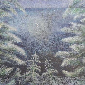 Картина под названием "Silberfaden des Mon…" - Nataliya Foitzik, Подлинное произведение искусства, Акрил Установлен на Дерев…