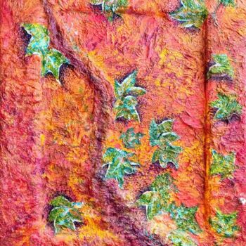 Картина под названием "Efeu im Feuer" - Nataliya Foitzik, Подлинное произведение искусства, Гуашь Установлен на Деревянная р…