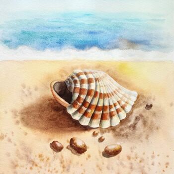 Schilderij getiteld "Shell" door Nataliya Gulina, Origineel Kunstwerk, Aquarel