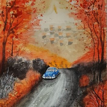 "Autumn road" başlıklı Tablo Nataliya Gulina tarafından, Orijinal sanat, Suluboya