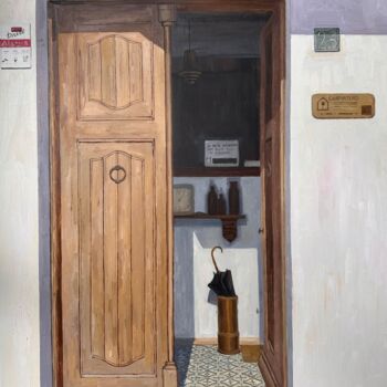 Pintura intitulada "Door 10" por Nataliya Lemesheva, Obras de arte originais, Óleo Montado em Armação em madeira
