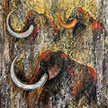 Pintura titulada "Painting with eleph…" por Nataliya Rozhdestvenskaya, Obra de arte original, Acrílico