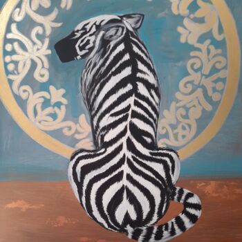 Pintura titulada "Tigre azul" por Nataliya Tarasyuk, Obra de arte original, Acrílico