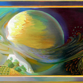 Painting titled "Lune celtique" by Natalja Cernecka, Original Artwork, Oil