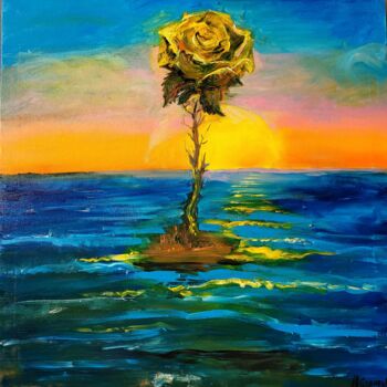 Картина под названием "Rose on the island" - Natalja Surikova, Подлинное произведение искусства, Масло
