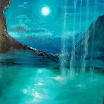 Painting titled "mystical moon" by Natalja Surikova, Original Artwork, Oil