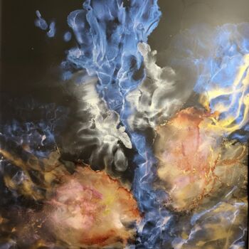 Peinture intitulée "Abstraction in blue…" par Natalja Surikova, Œuvre d'art originale, Encre