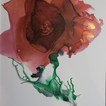 Malerei mit dem Titel "Rose in Abstraction" von Natalja Surikova, Original-Kunstwerk, Tinte