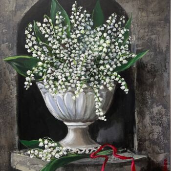 Pintura titulada "Lily of valley" por Natalja Dibanina, Obra de arte original, Acrílico Montado en Bastidor de camilla de ma…