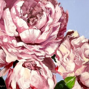 Картина под названием "Peonies Painting" - Natalja Dibanina, Подлинное произведение искусства, Акрил Установлен на Деревянна…