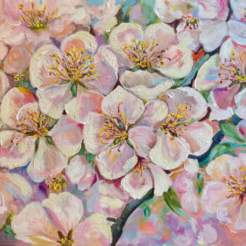 Pintura titulada "Cherry Blossom" por Natalja Dibanina, Obra de arte original, Acrílico Montado en Bastidor de camilla de ma…