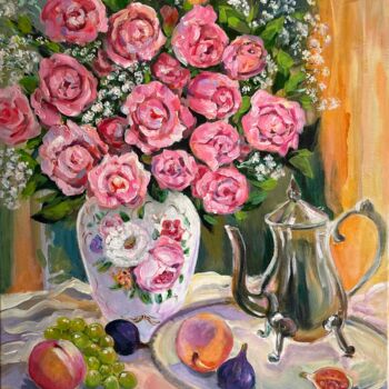 "Roses and Fruits St…" başlıklı Tablo Natalja Dibanina tarafından, Orijinal sanat, Akrilik Ahşap Sedye çerçevesi üzerine mon…