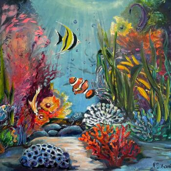 Pintura titulada "Coral Reef" por Natalja Dibanina, Obra de arte original, Acrílico Montado en Bastidor de camilla de madera