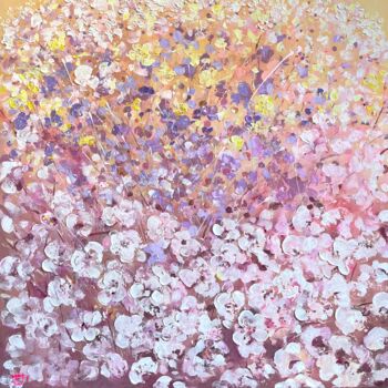 Painting titled "Blossom in Bloom" by Natalja Dibanina, Original Artwork, Acrylic Mounted on Wood Stretcher frame