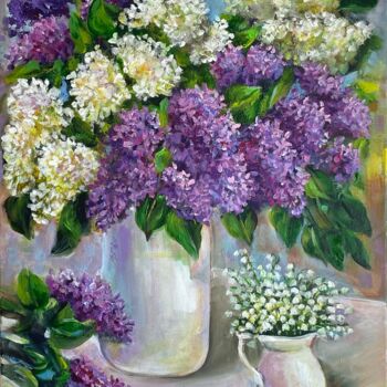 제목이 "Lilac"인 미술작품 Natalja Dibanina로, 원작, 아크릴 나무 들것 프레임에 장착됨