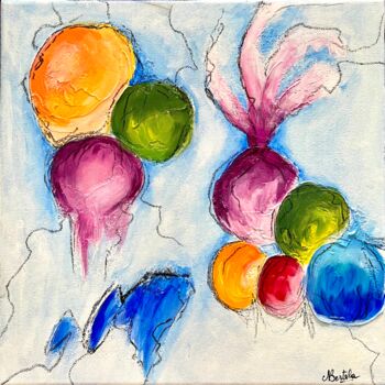 Painting titled "BALLOON" by Nataly Art, Original Artwork, Acrylic Mounted on Wood Stretcher frame