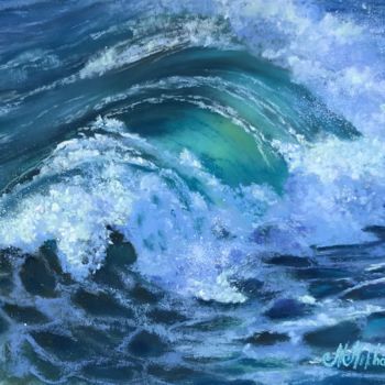 Painting titled "Tender Wave" by Nataly Mikhailiuk, Original Artwork, Pastel