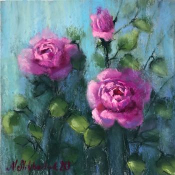 Peinture intitulée "Rosebush" par Nataly Mikhailiuk, Œuvre d'art originale, Pastel