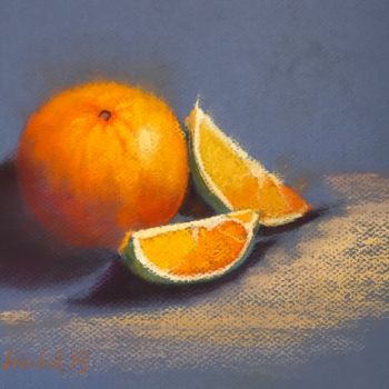 Painting titled "Tasty Orange" by Nataly Mikhailiuk, Original Artwork, Pastel