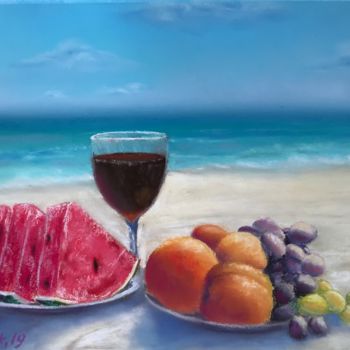 Malerei mit dem Titel "Breakfast on the be…" von Nataly Mikhailiuk, Original-Kunstwerk, Pastell