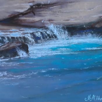 Painting titled "Tender Sea" by Nataly Mikhailiuk, Original Artwork, Pastel