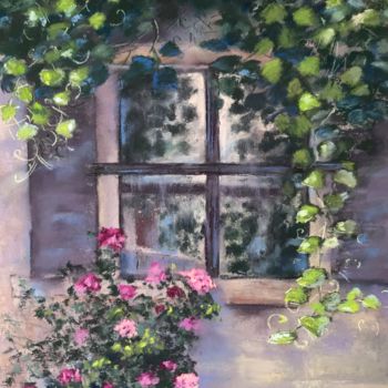 Painting titled "Vibrant Window" by Nataly Mikhailiuk, Original Artwork, Pastel