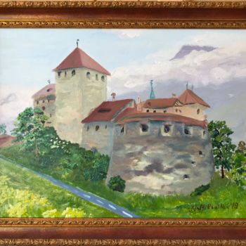 Malarstwo zatytułowany „Vaduz Castle” autorstwa Nataly Mikhailiuk, Oryginalna praca, Olej