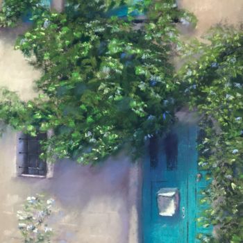 Painting titled "Turquoise Nest" by Nataly Mikhailiuk, Original Artwork, Pastel
