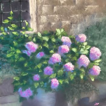 Ζωγραφική με τίτλο "Sunny Hydrangeas" από Nataly Mikhailiuk, Αυθεντικά έργα τέχνης, Παστέλ