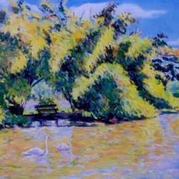 Painting titled "lake, Martinique" by Nataly Jolibois, Original Artwork, Oil