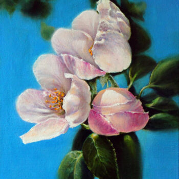 Painting titled "apple blossom" by Nataliia Kartseva (Nk), Original Artwork, Oil