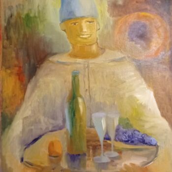 Painting titled ""Официант с подносо…" by Natalie Paukova, Original Artwork, Oil