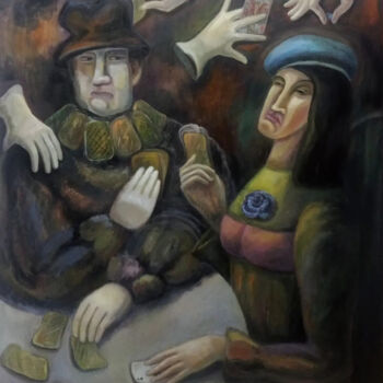 Pintura intitulada "Шулеры" por Natalie Paukova, Obras de arte originais, Óleo