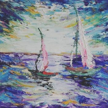 Pittura intitolato "sailboats" da Nataly R., Opera d'arte originale, Olio