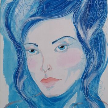 Painting titled "winter: Blue Melody…" by Natalya Cernov, Original Artwork, Acrylic