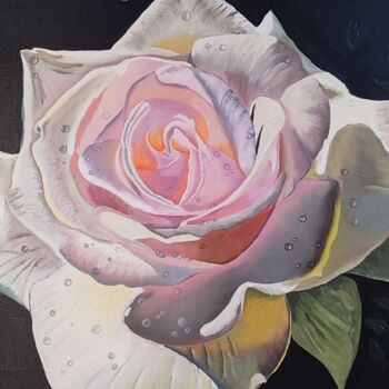 Картина под названием "Роза" - Natalya Generalova, Подлинное произведение искусства, Масло Установлен на Деревянная рама для…