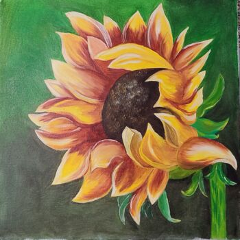 Картина под названием "Цветок Подсолнух" - Natalya Generalova, Подлинное произведение искусства, Масло Установлен на Деревян…