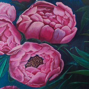 Картина под названием "Цветы Пионы" - Natalya Generalova, Подлинное произведение искусства, Масло