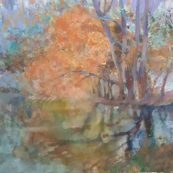 Pintura titulada "Осень в парке Покро…" por Natalya Makoed, Obra de arte original, Acrílico