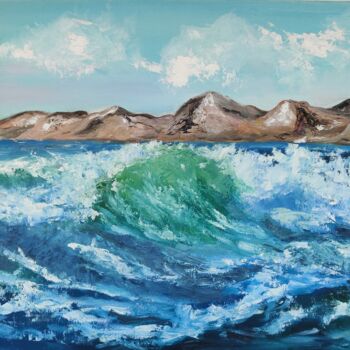 Peinture intitulée "Deep blue sea" par Natalya Mitrofanova, Œuvre d'art originale, Huile Monté sur Carton