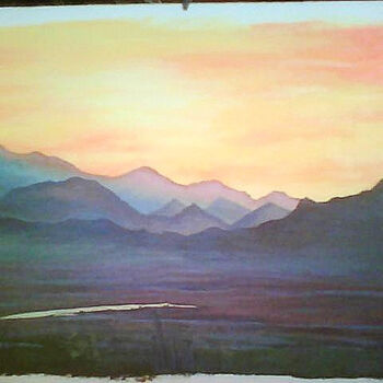 Peinture intitulée "закат в горах" par Natalya Moshina-Turusinova, Œuvre d'art originale, Huile