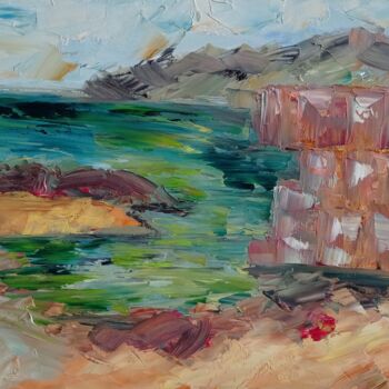 Painting titled ""Canet plage 0.2"" by Natalya Mougenot, Original Artwork, Oil