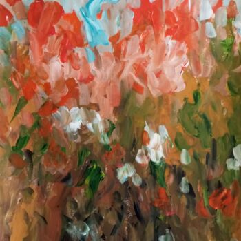 Painting titled ""Éclat floral"" by Natalya Mougenot, Original Artwork, Acrylic