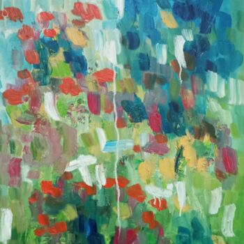 Peinture intitulée ""Les champs en fleu…" par Natalya Mougenot, Œuvre d'art originale, Huile